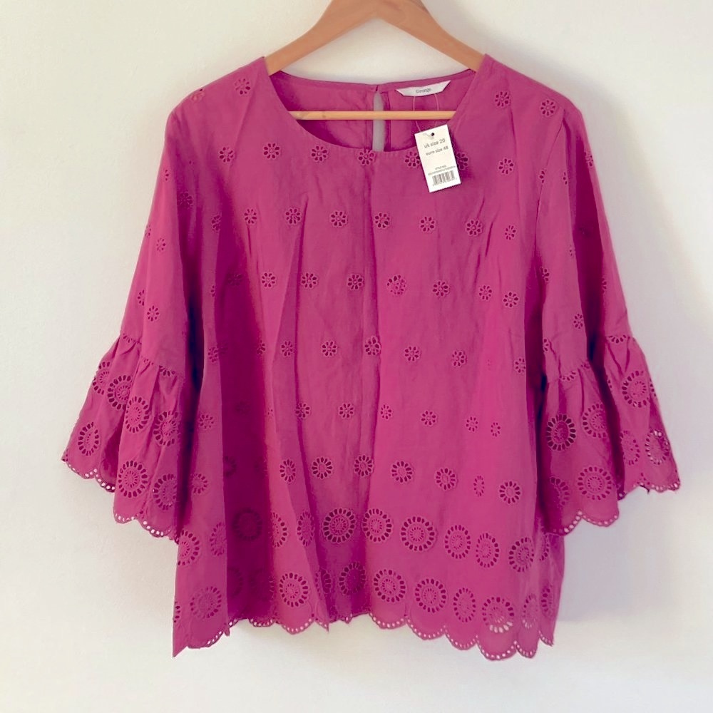 NWT George Women's Plum Broderie Anglais Lightweight Blouse Size 20 Barbiecore - Picture 1 of 11